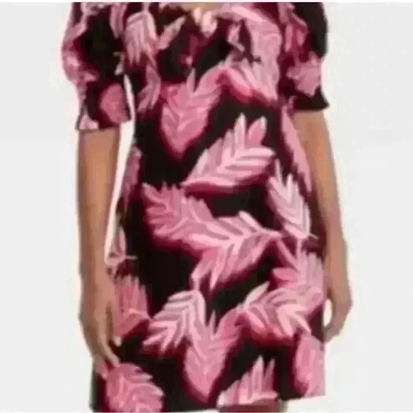 Who What Wear Puff Sleeve Dress Medium NWOT Serengeti Palm - Picture 3 of 3